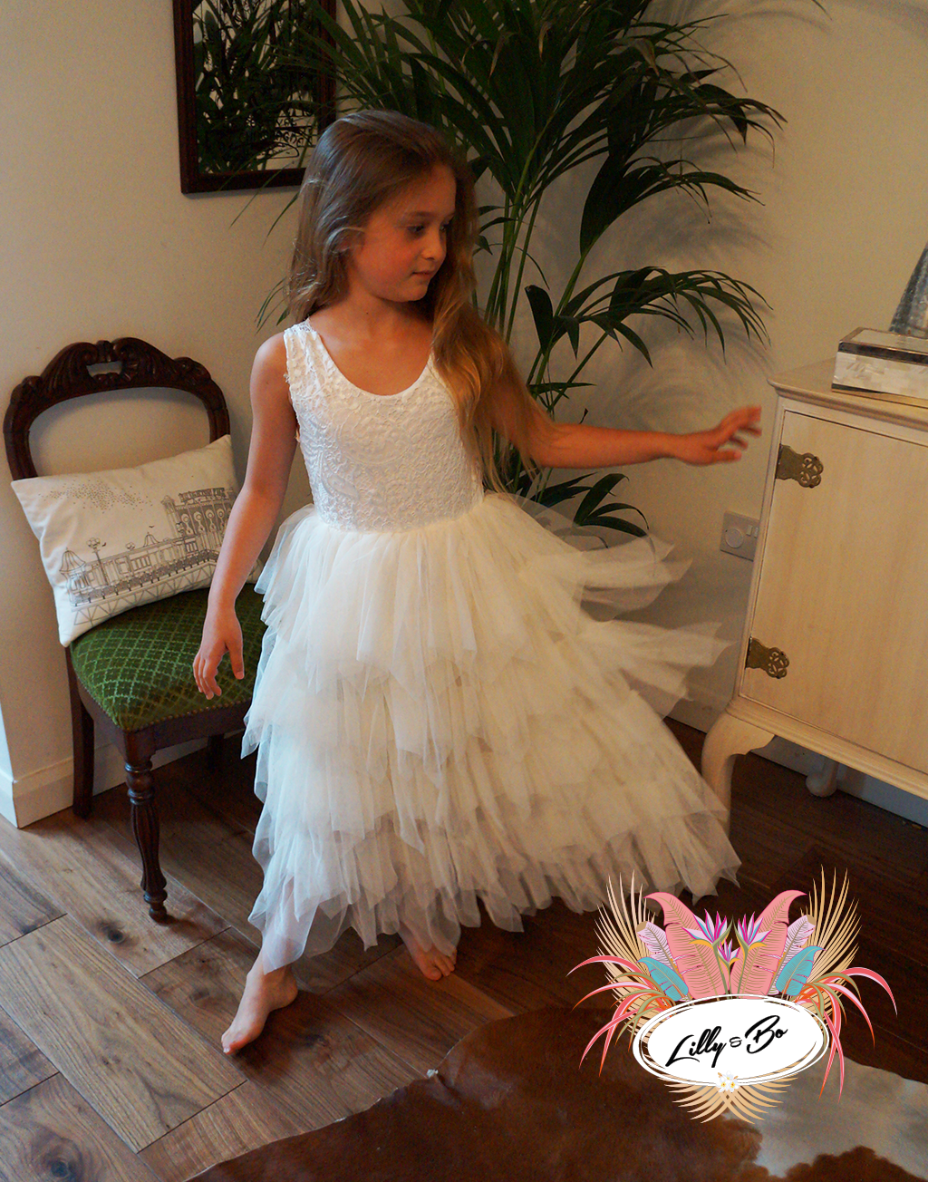 Feather flower store girl dresses