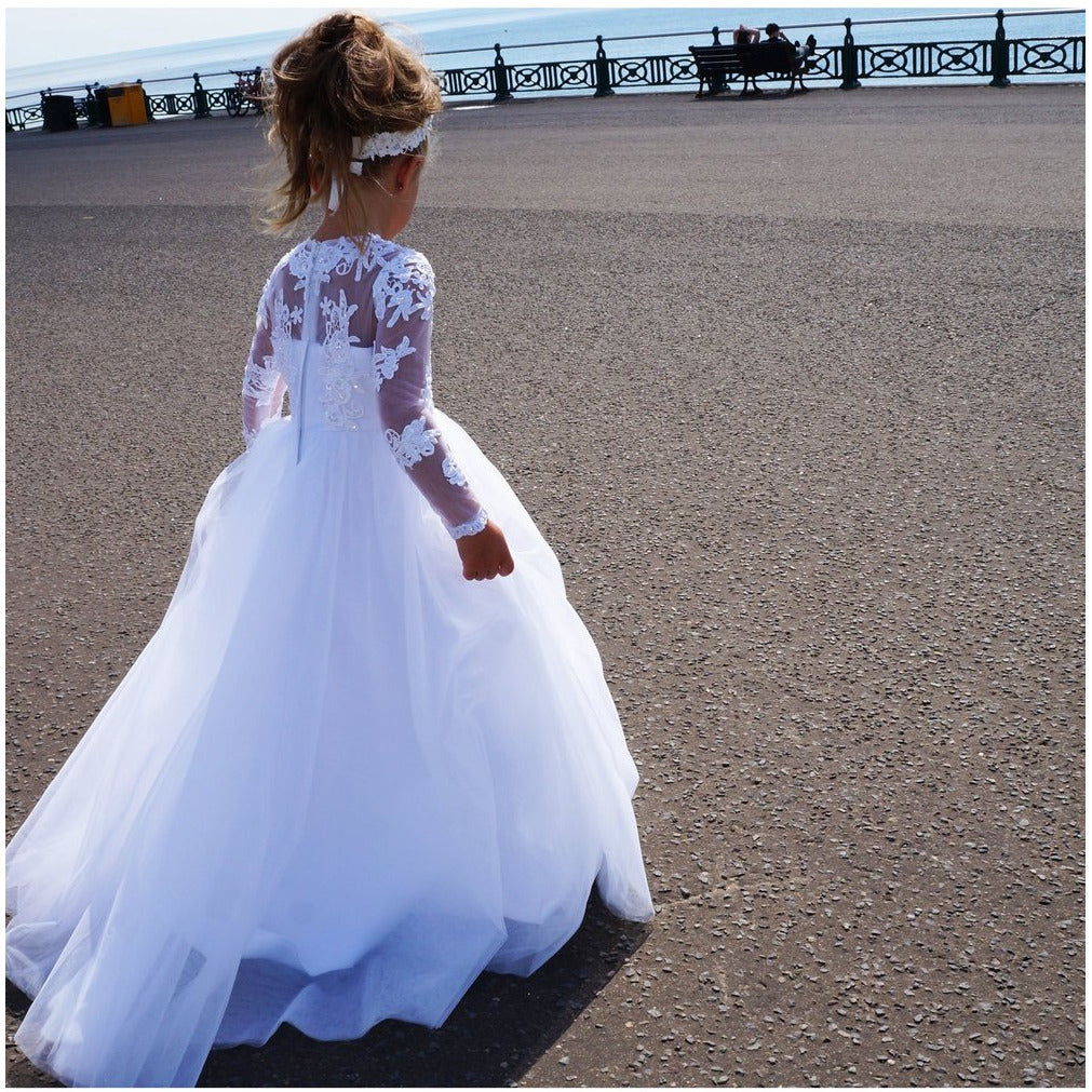 Communion dress with train cheap
