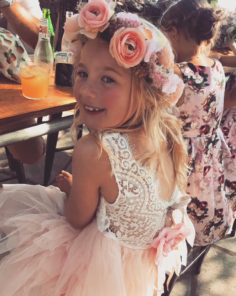 Bess in Blush/Apricot Luxurious Tulle Flower Girl | Party Dress