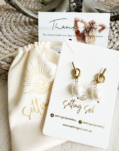 Audrey Fresh Water Pearl Earrings 18k Gold Plated Titanium, Tarnish Free, Hypoallergenic + Waterproof