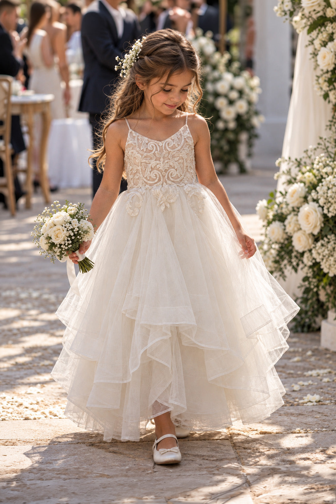 Aisling in Ivory White - Flower Girl or Ceremonial Dress