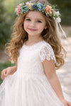 Arabella Flower Crown + Pink Satin Drawstring Bag- Ages 6 + upwards.