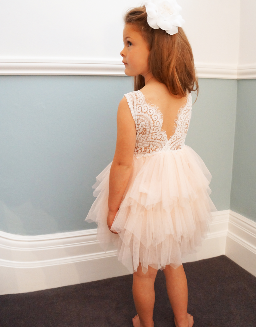 Aria in Blush/Apricot ~ Party or Flower Girl Dress