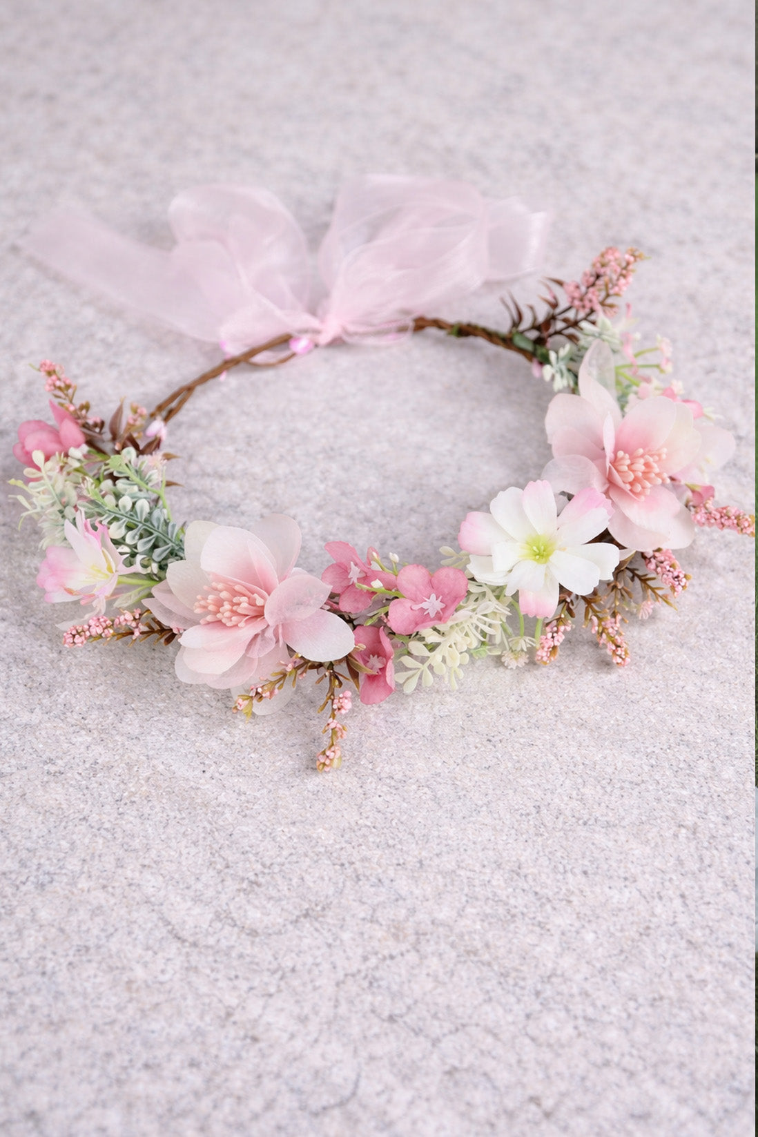 Aspen Flower Crown + Pink Satin Drawstring Bag Ages 2+ upwards