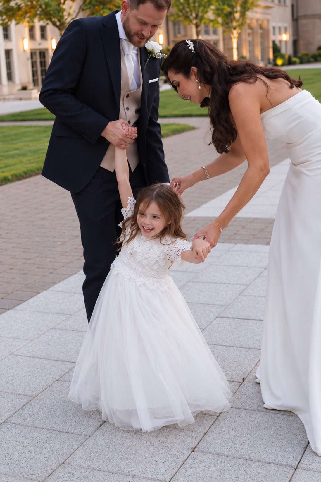 Audrey in Ivory White ~ Party or Flower Girl Dress