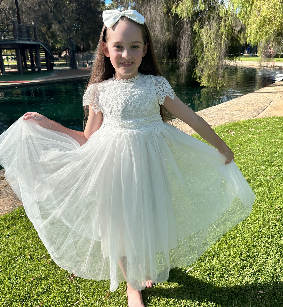 Audrey in Ivory White ~ Party or Flower Girl Dress