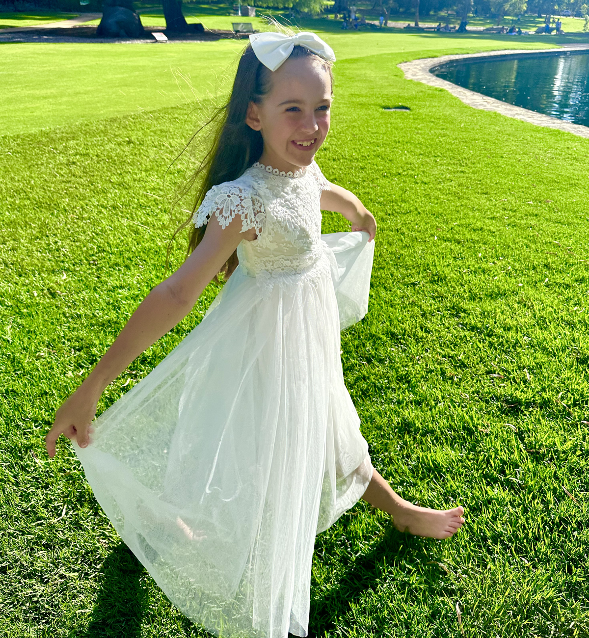 Audrey in Ivory White ~ Party or Flower Girl Dress