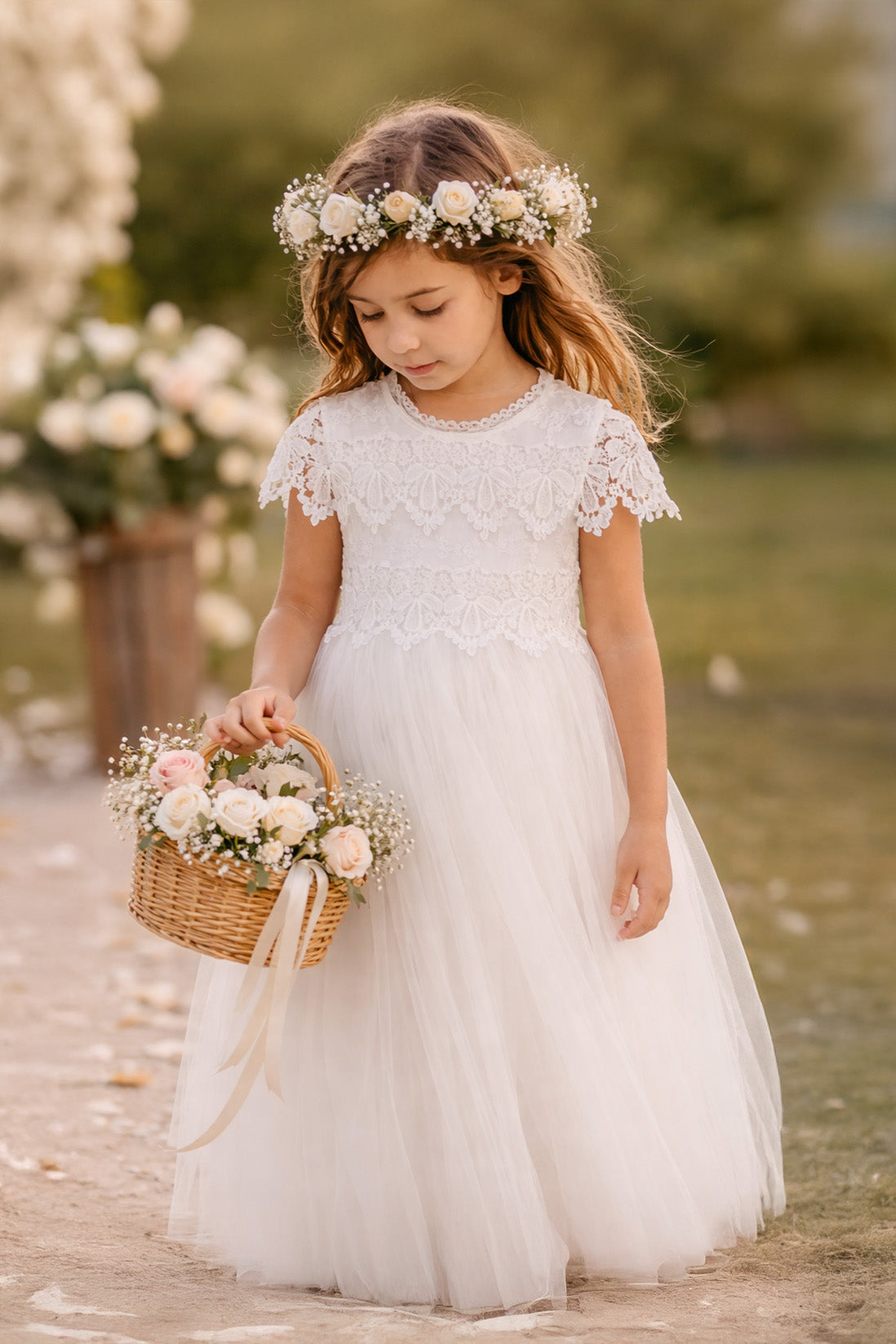 Audrey in Ivory White ~ Party or Flower Girl Dress