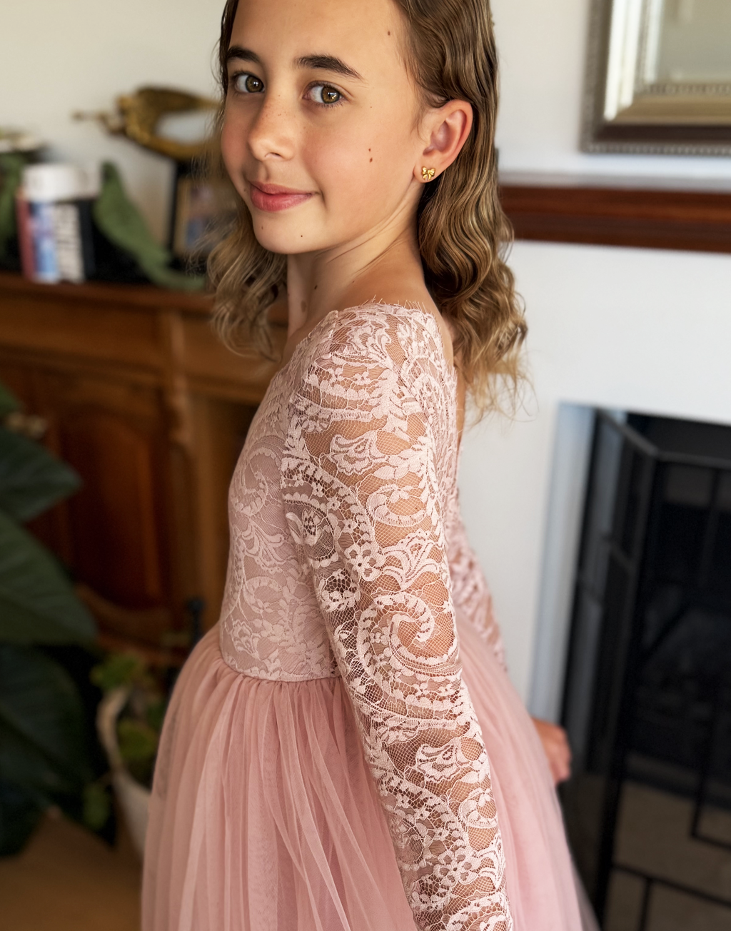 Celestial in Dusty Rose ~ Party or Flower Girl Dress with Flower Sash