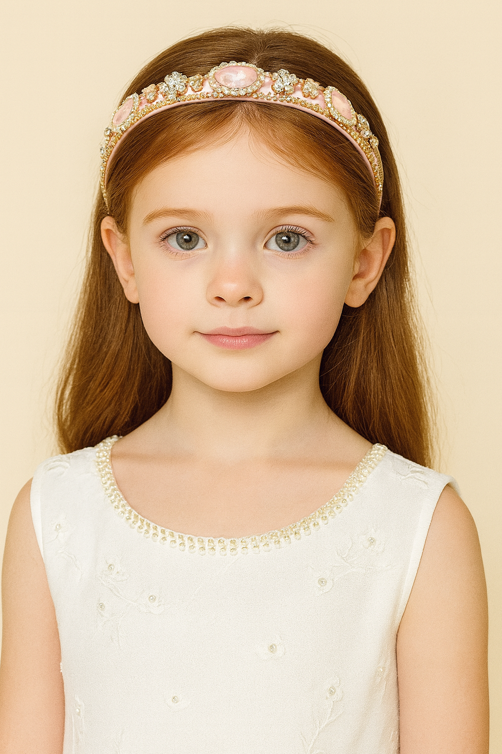 Hope ~ Gold + Ballet Pink (Ages 2 upwards) with a pink satin drawstring bag.