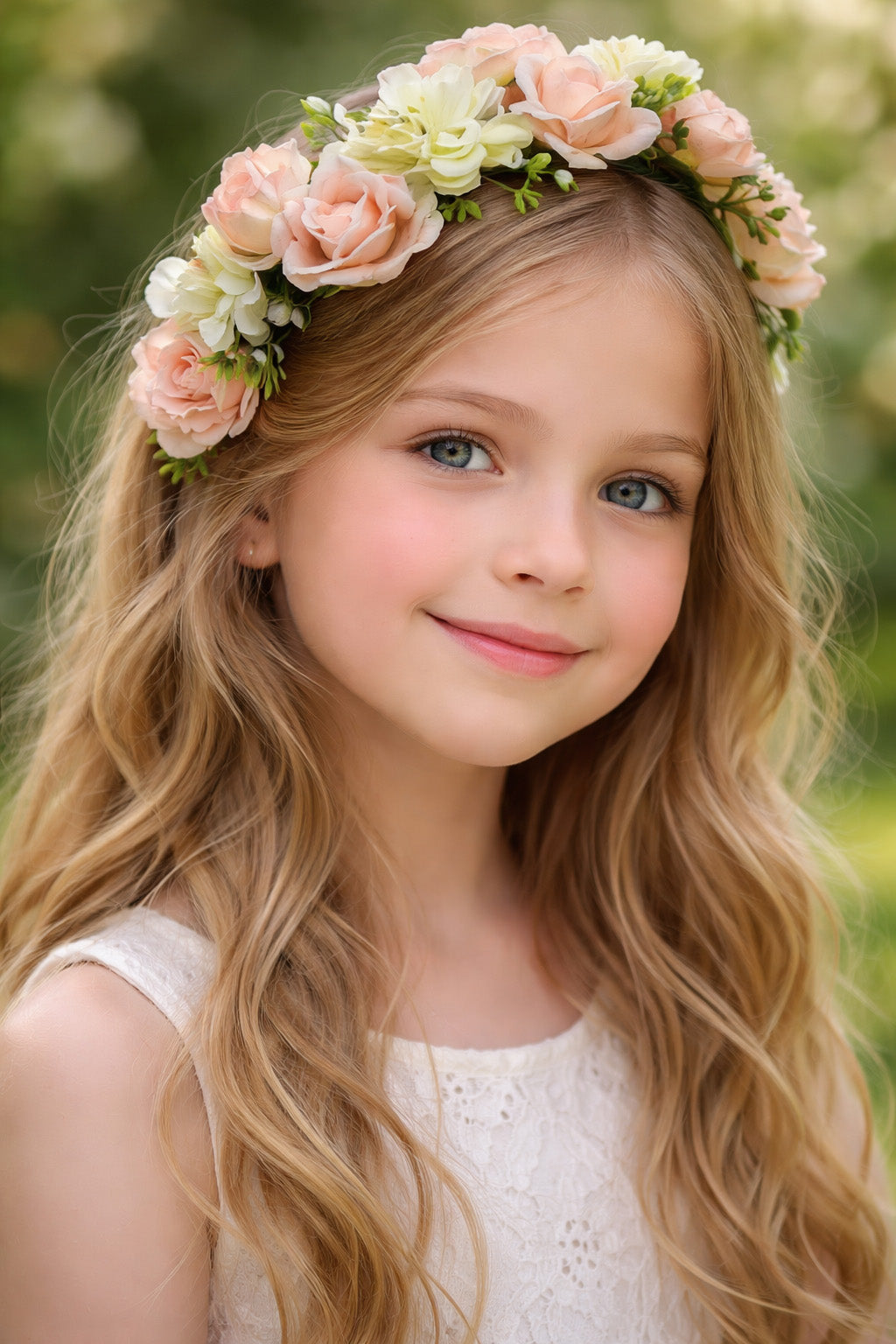 Blush Meadow Headband + Pink Satin Drawstring Bag - Ages 6 + upwards.