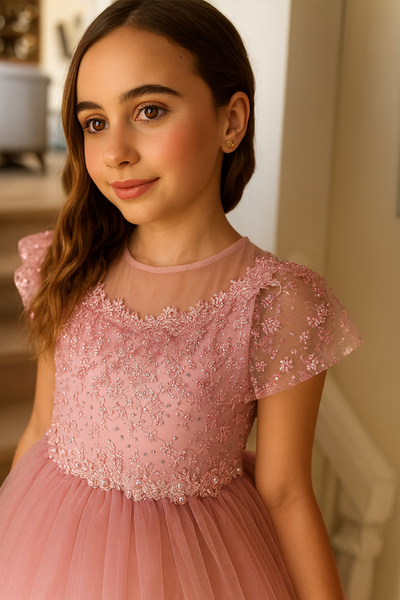 Grace in Dusty Rose Party Dress or Flower Girl