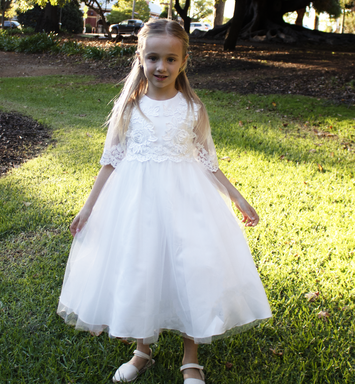 Celeste - White Communion on Flower Girl Dress