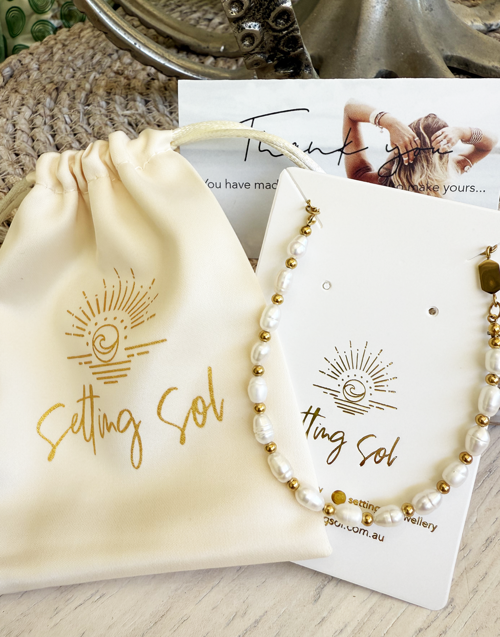 Elodie Freshwater Pearl Bracelet 18k Gold Plated Titanium, Tarnish Free, Hypoallergenic + Waterproof