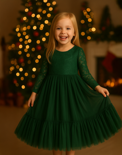 Elodie in Forest Green ~ Party or Flower Girl Dress