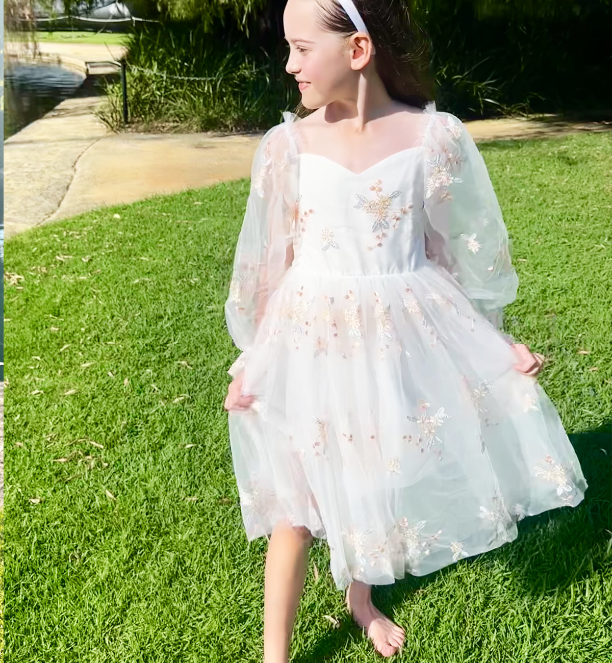 Elizabeth ~ Ivory White Party or Flower Girl Dress