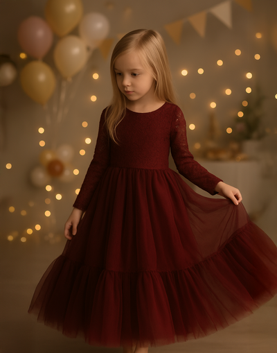 Elodie in Burgundy ~ Party or Flower Girl Dress