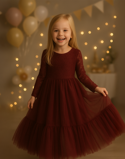 Elodie in Burgundy ~ Party or Flower Girl Dress