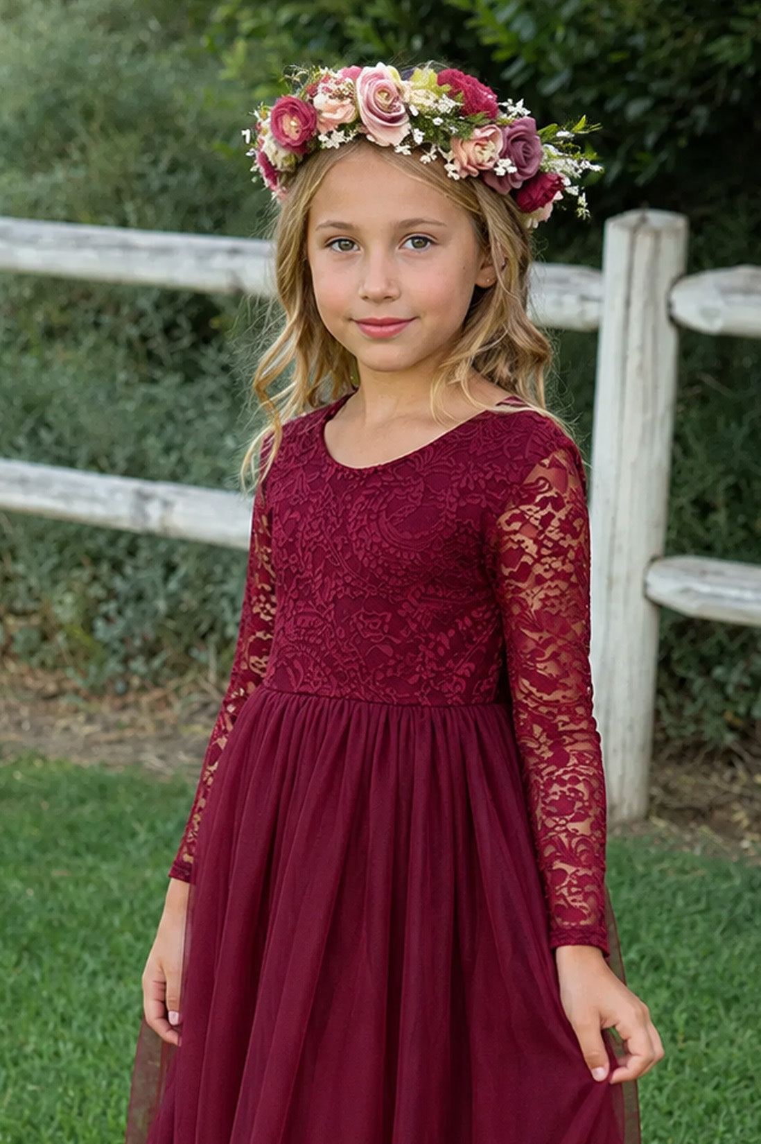Elodie in Burgundy ~ Party or Flower Girl Dress