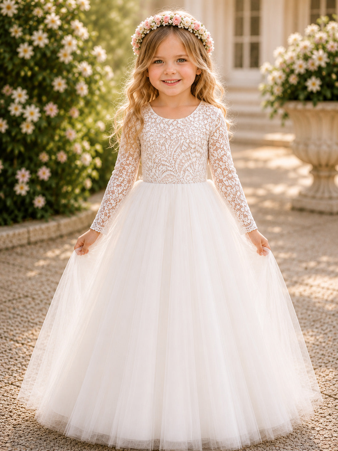 Eloween in Ivory White ~ Party or Flower Girl Dress