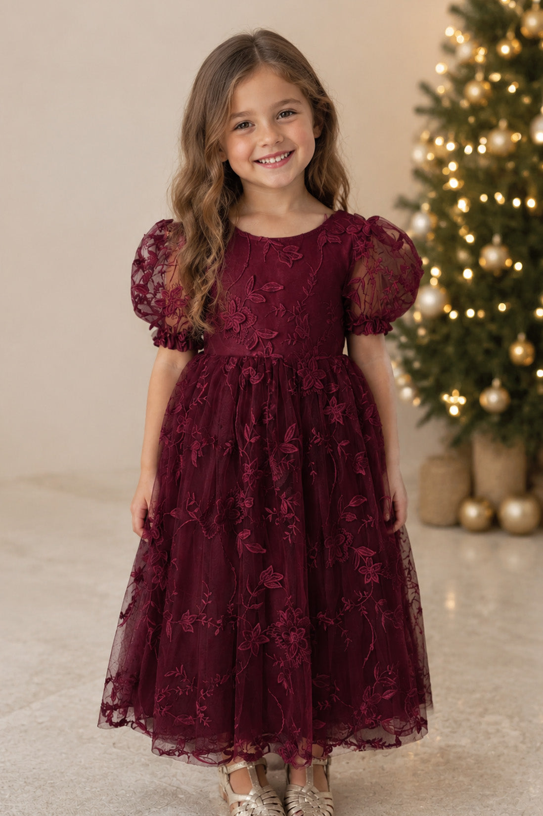 Estelle in Burgundy ~ Party or Flower Girl Dress