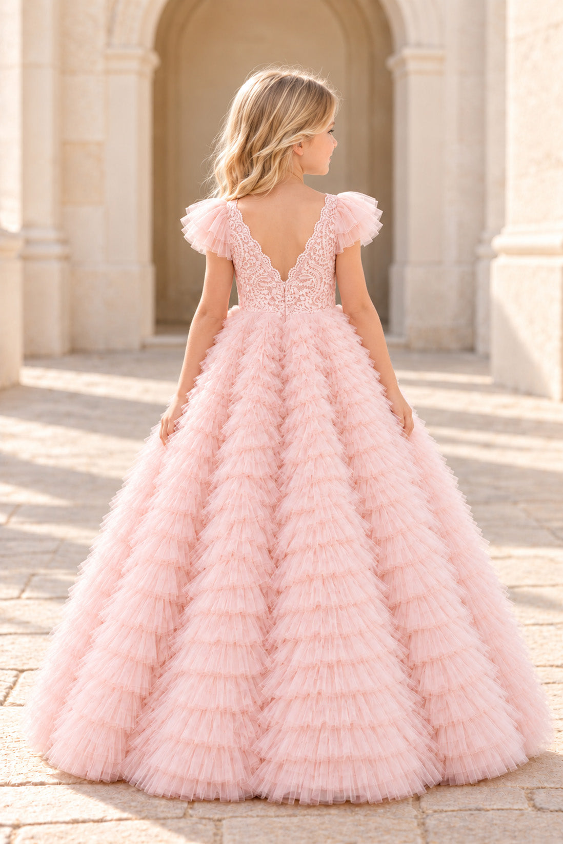 Eva in Ballet Pink Party Girl or Flower Girl Dress
