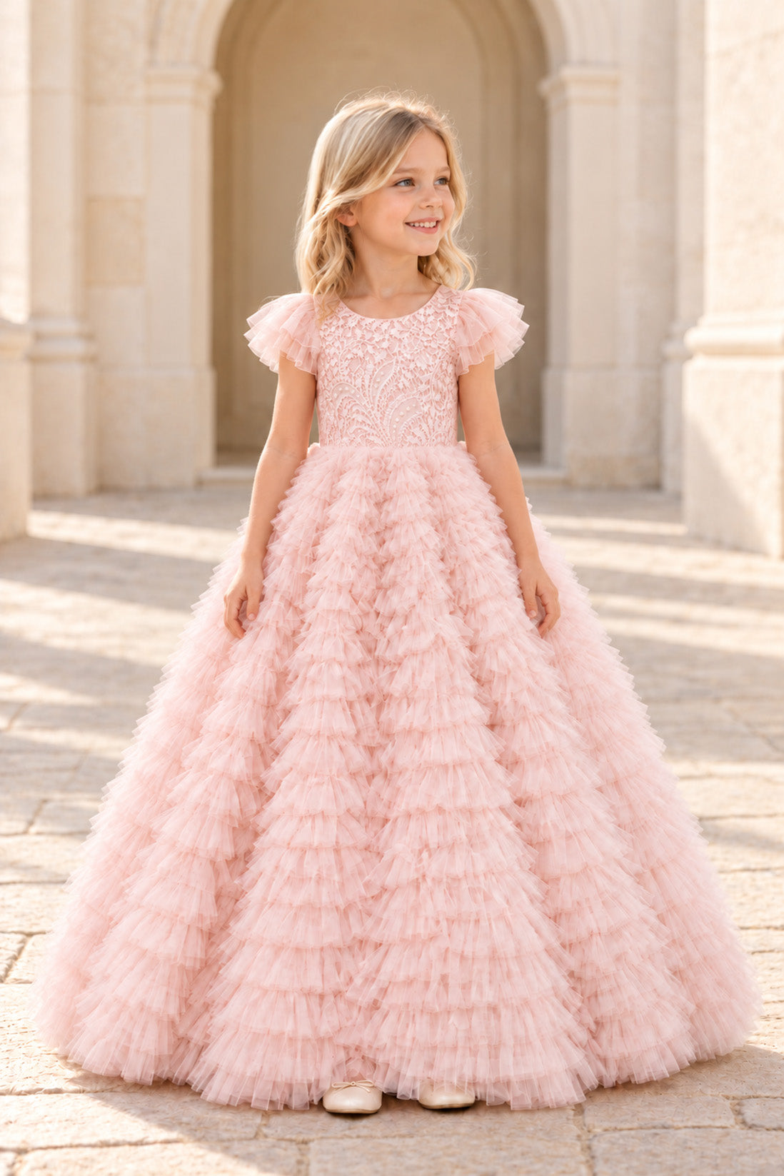 Eva in Ballet Pink Party Girl or Flower Girl Dress
