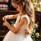 Maryanne in Champagne + Ivory White Skirt - Flower Girl Dress