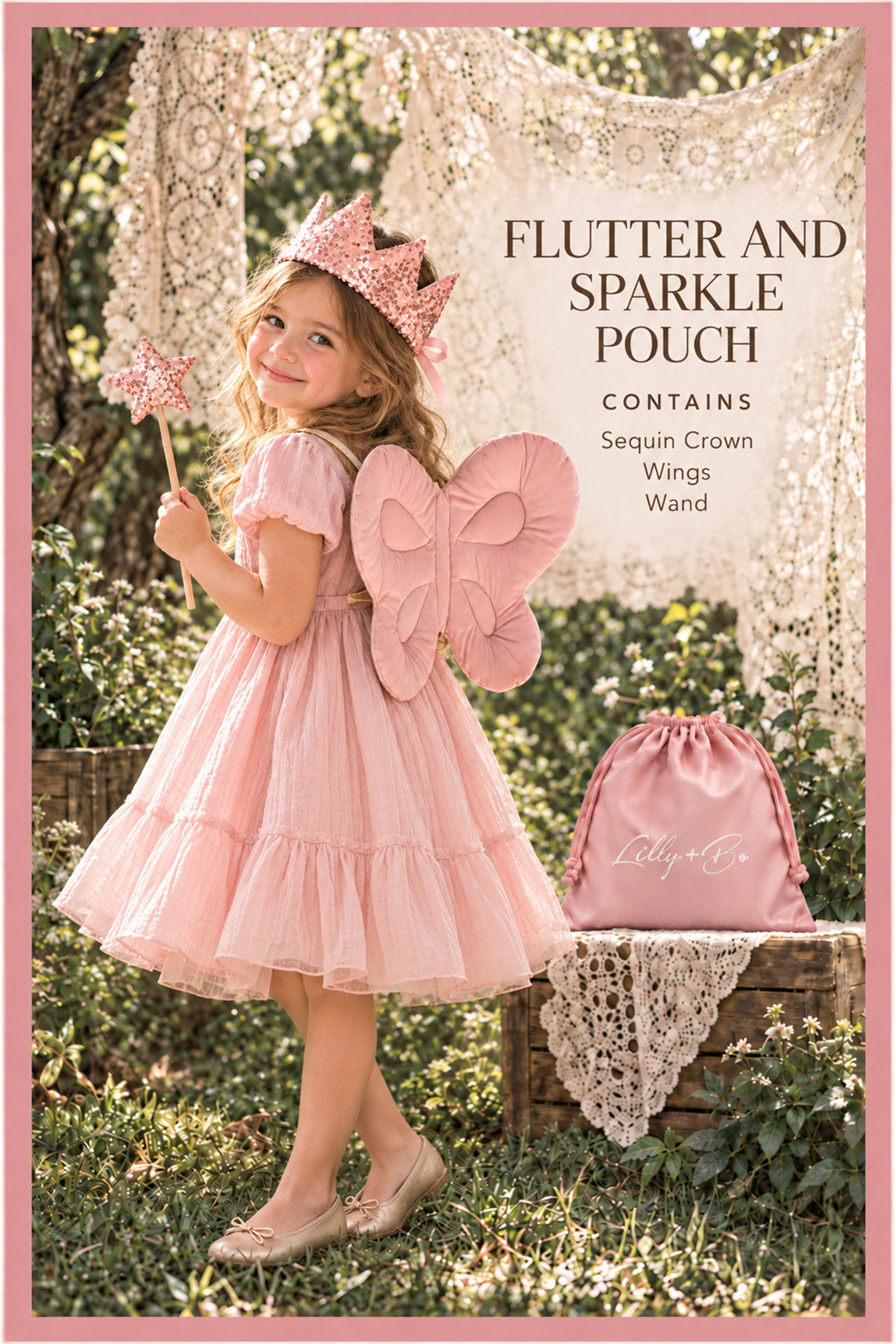 Flutter & Sparkle Pouch - Rose Petal Fairy Set