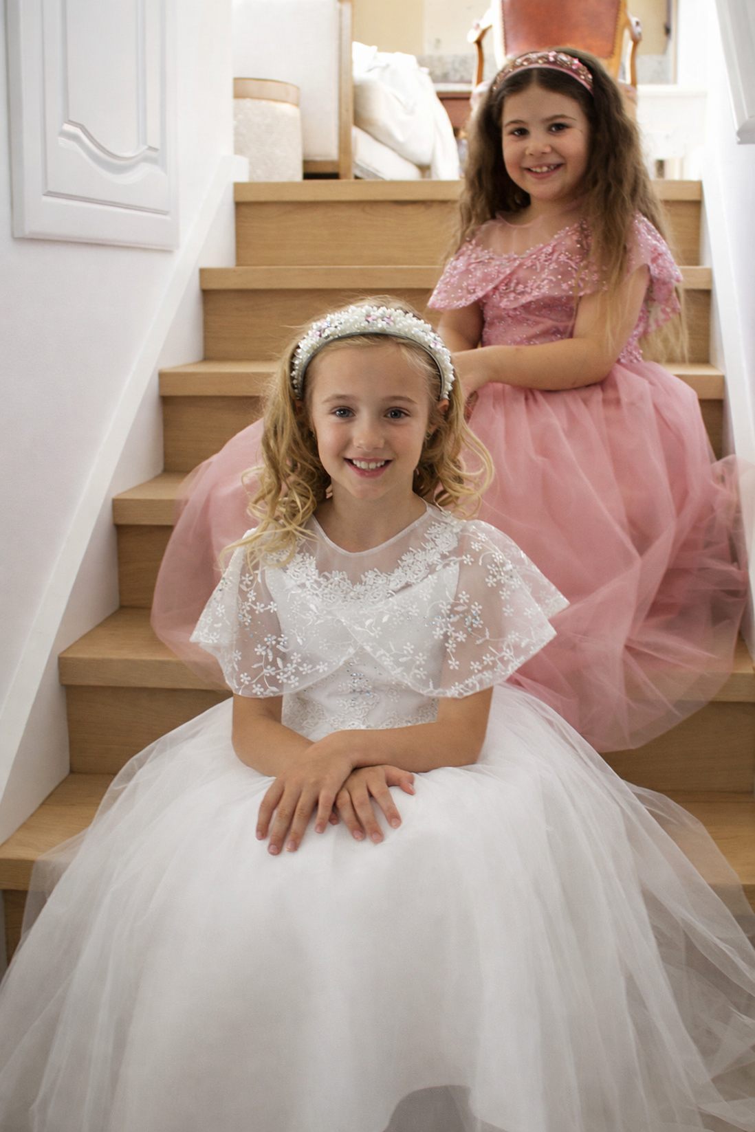 Grace in Ivory White Flower Girl or Communion Dress