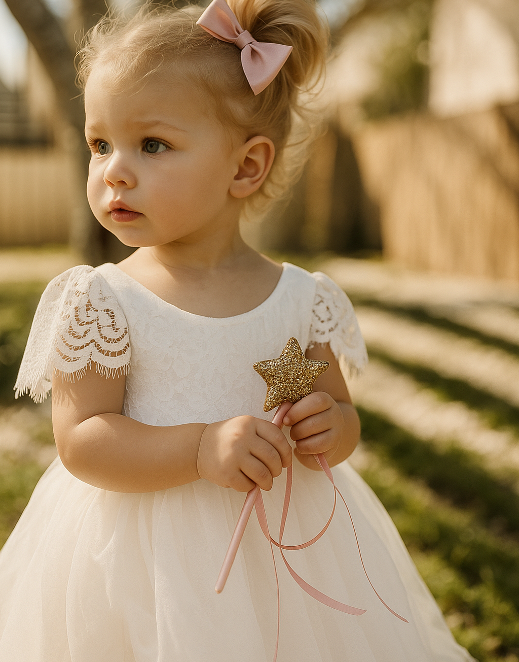 Hazel in Ivory White ~  Flower Girl /Party Dress