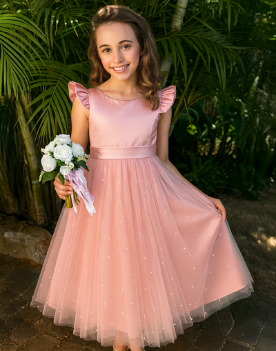Helena in Dusty Rose ~ Luxurious Flower Girl or Party Dress