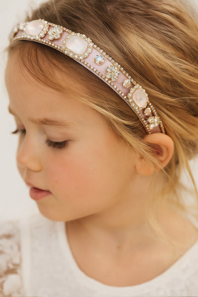 Hope ~ Gold + Ballet Pink (Ages 3 upwards) with a pink satin drawstring bag.