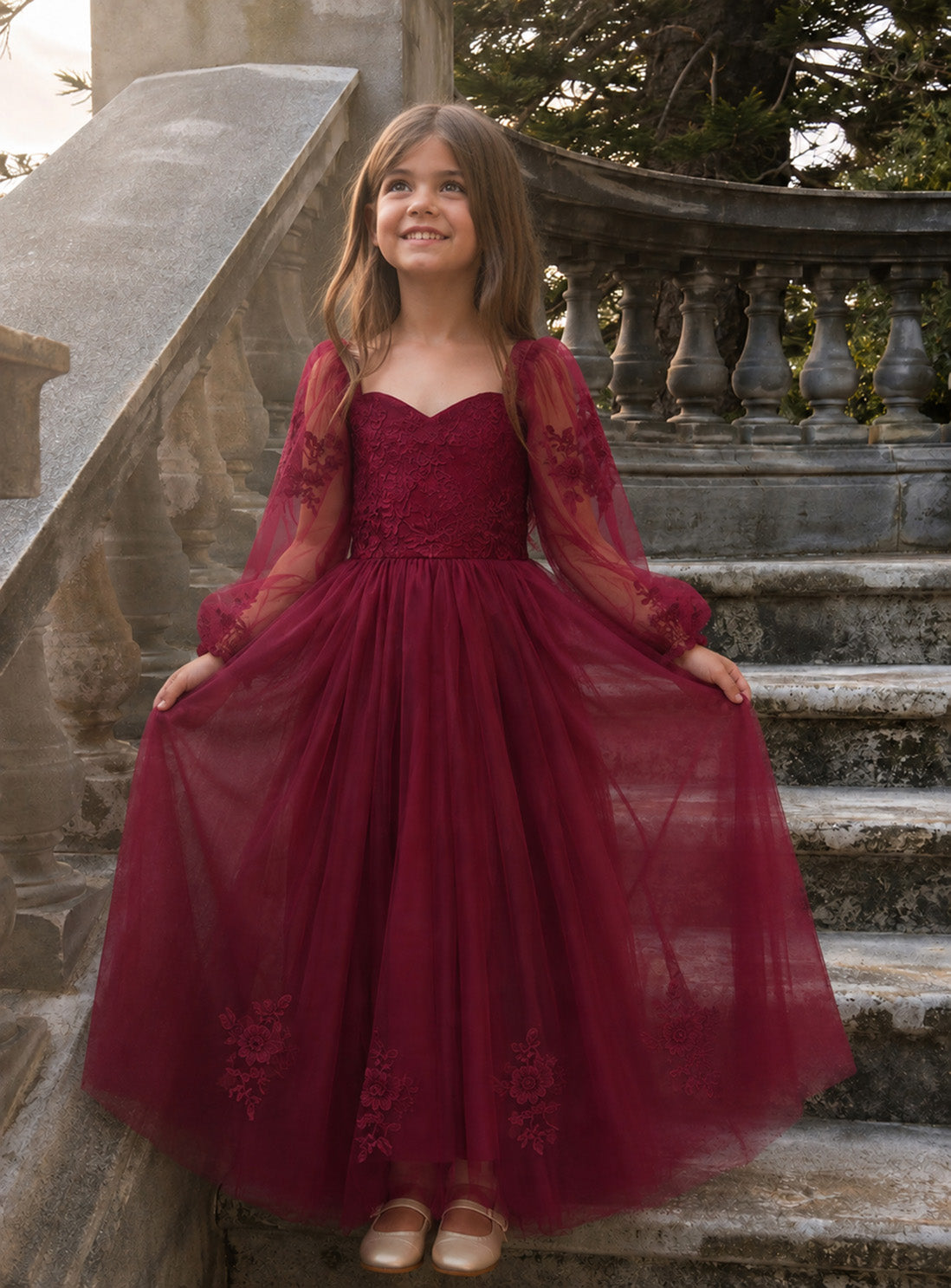 Holly in Burgundy ~ Party or Flower Girl Dress