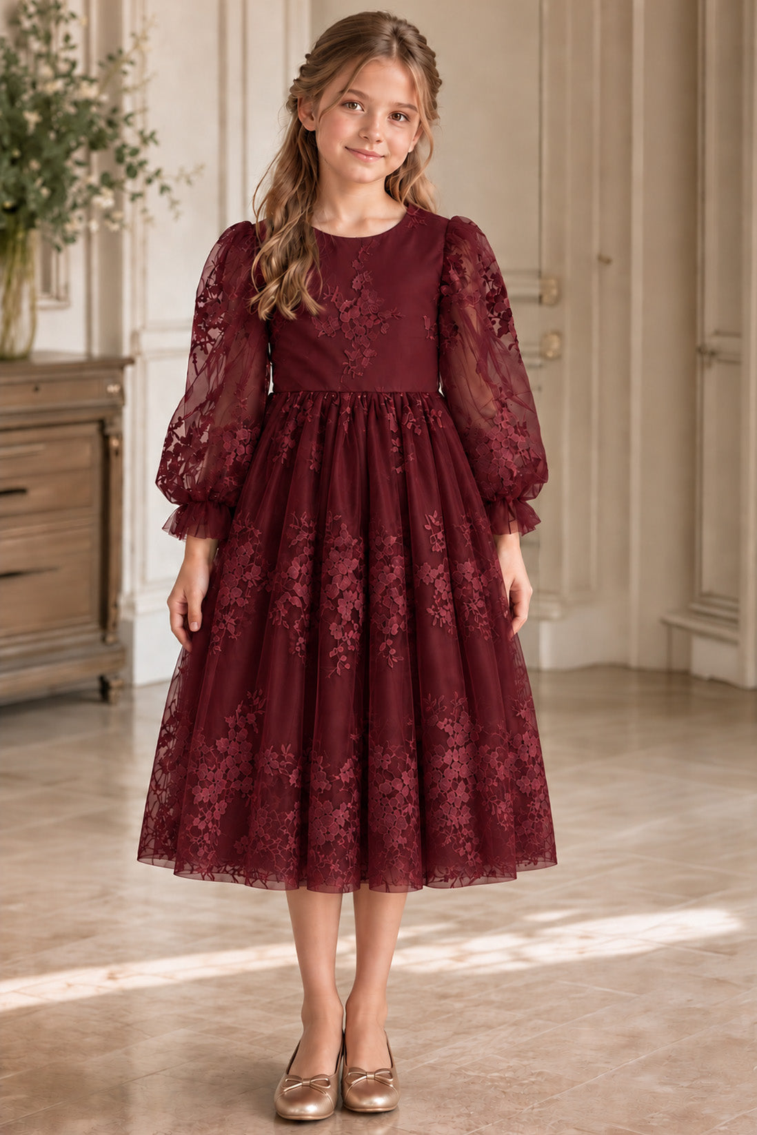 Holly in Burgundy ~ Party or Flower Girl Dress
