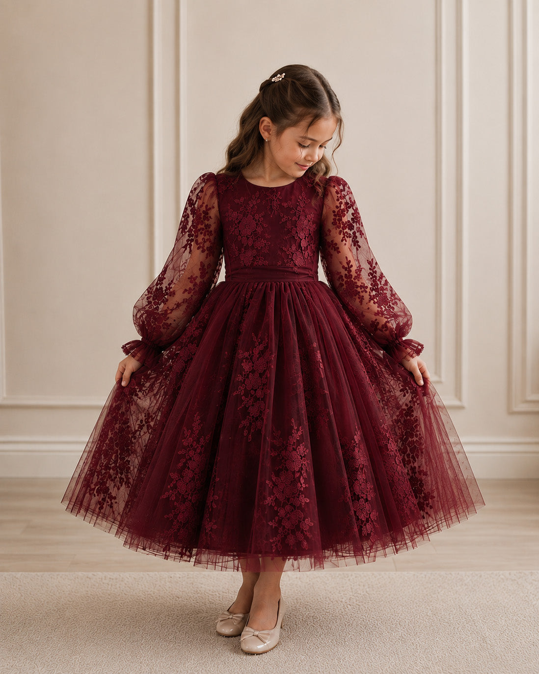 Holly in Burgundy ~ Party or Flower Girl Dress