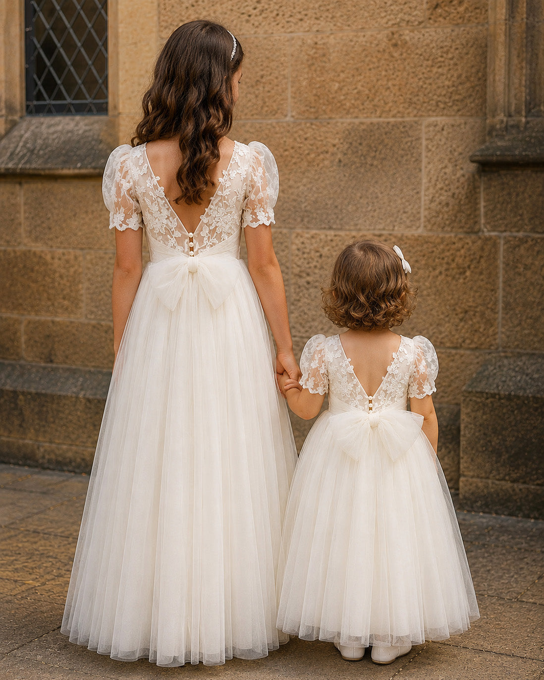 Josephine in Ivory White - A-line Flower Girl or Communion Dress