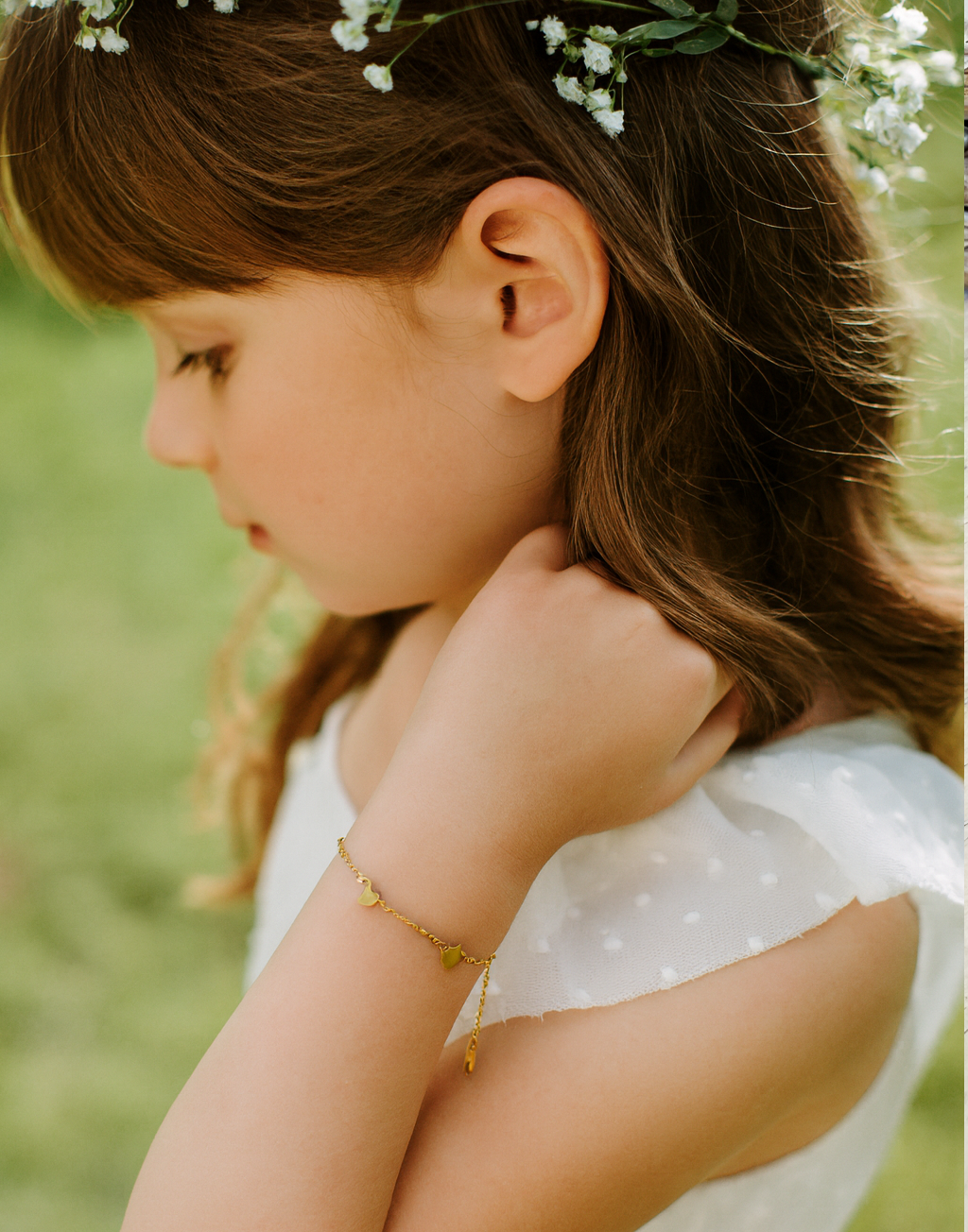 Lola Heart Duo - Bracelet + Ring for Flower Girls // 18k Gold Plated PVD Waterproof