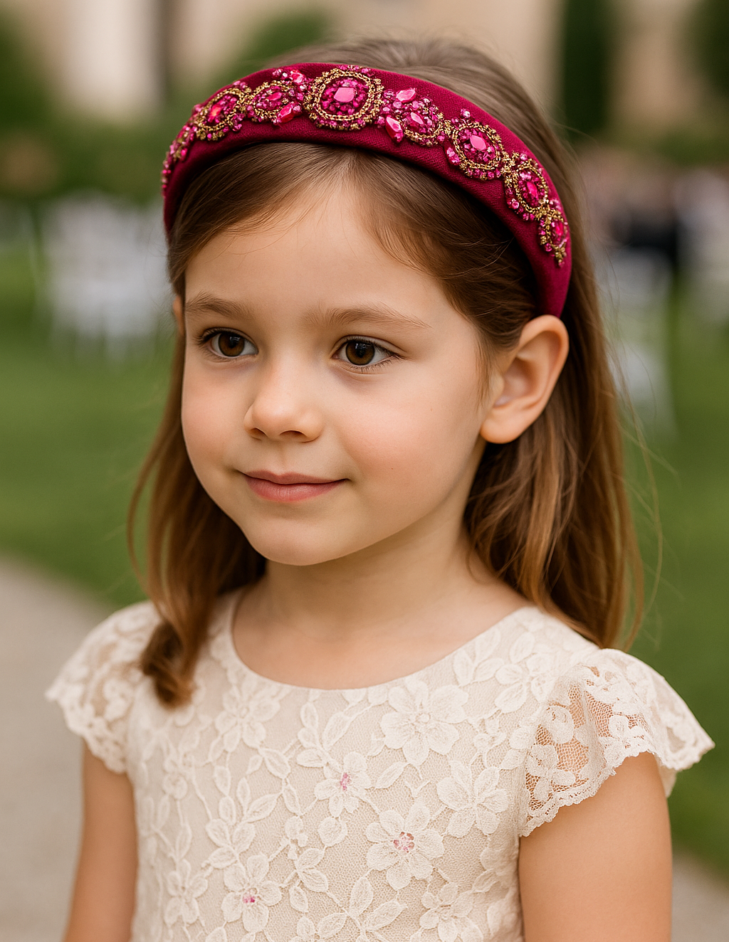 Magenta Queen (Ages 6-Adult) with a pink satin drawstring bag.