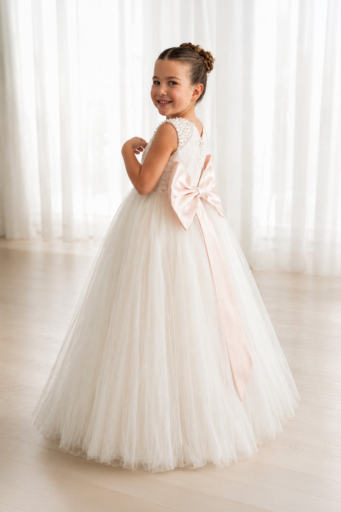 Maryanne Baby Pink + Ivory White Skirt - Flower Girl Dress