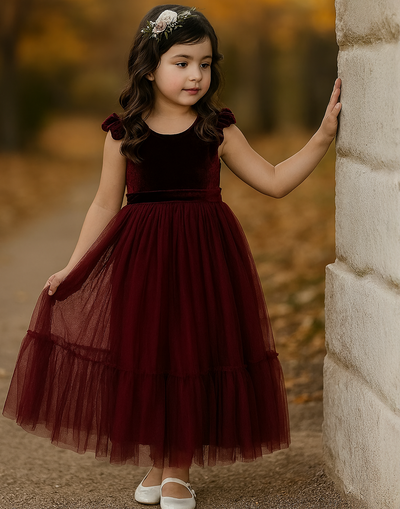 Noel in Burgundy ~ Party or Flower Girl Dress
