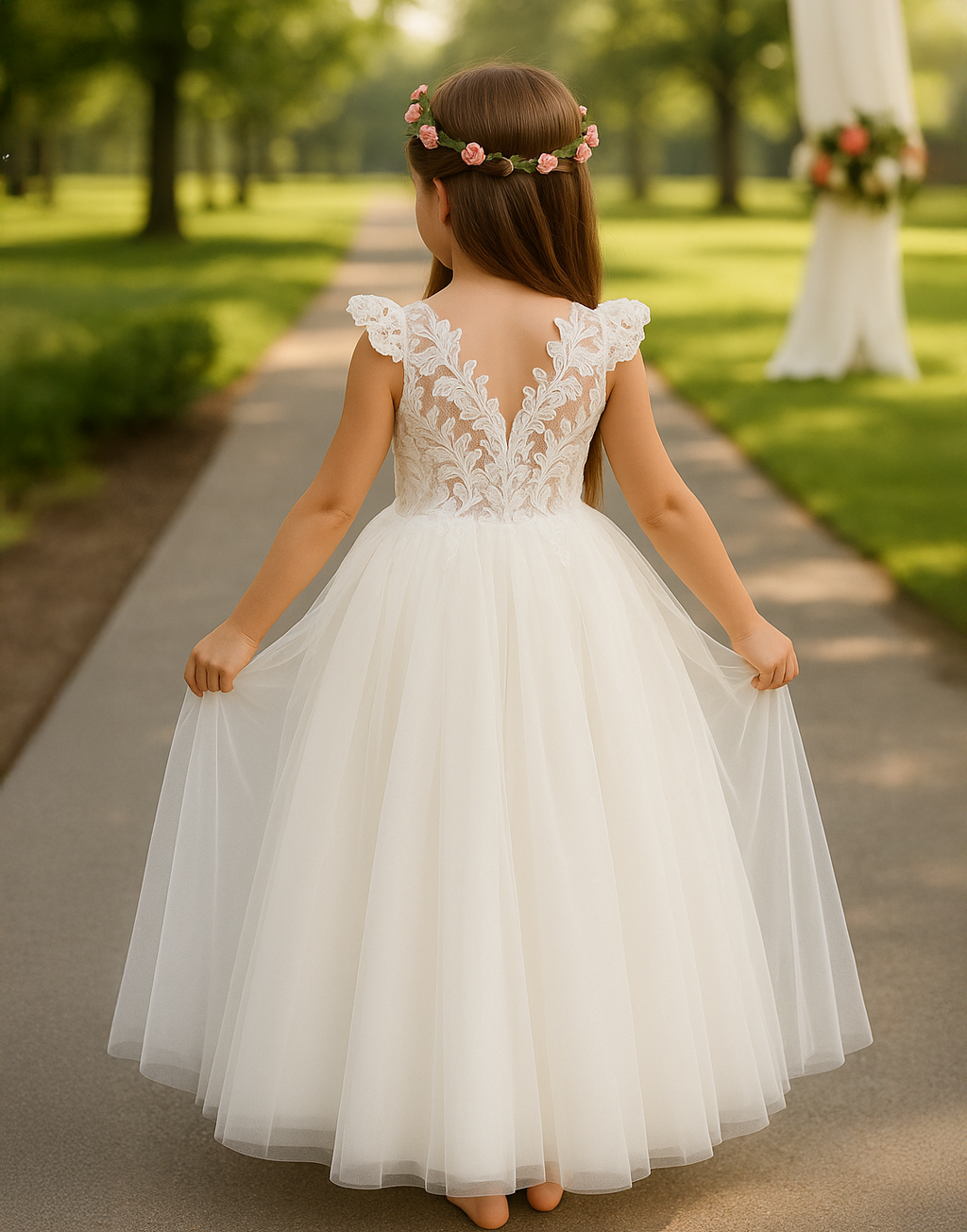 Rebecca in Ivory White ~ Party or Flower Girl Dress