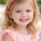 Rosalie Fuchsia Satin Headband (Ages 2 upwards) with a pink satin drawstring bag