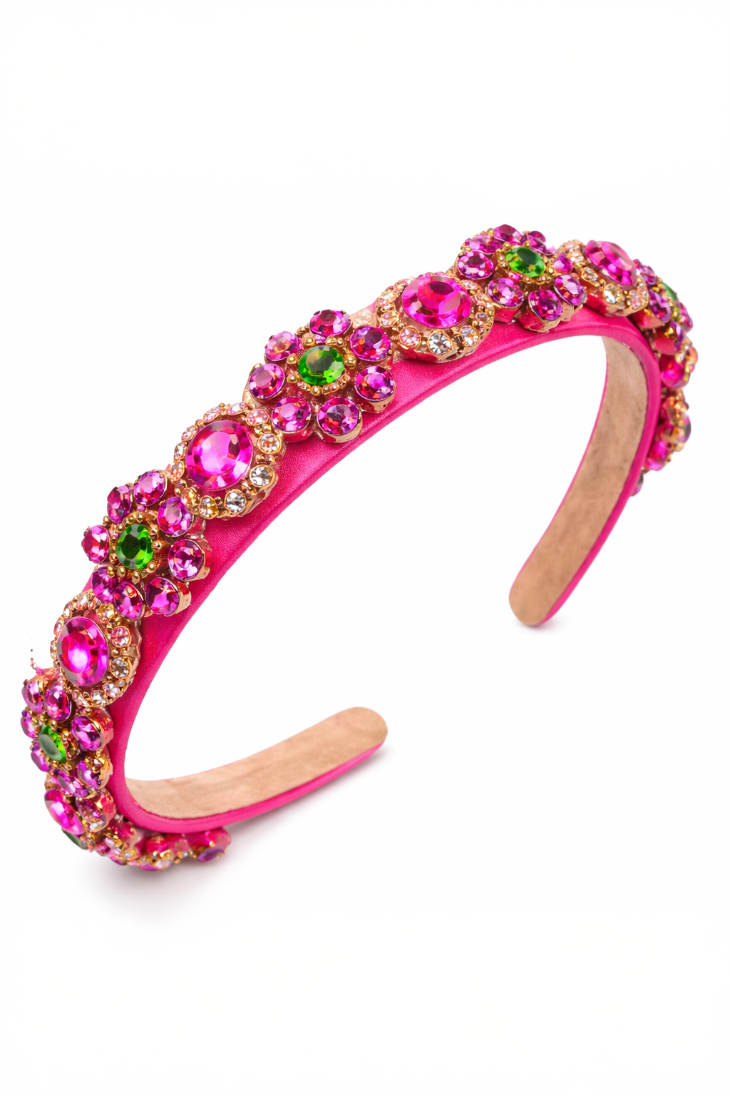 Rosalie Fuchsia Satin Headband (Ages 2 upwards) with a pink satin drawstring bag