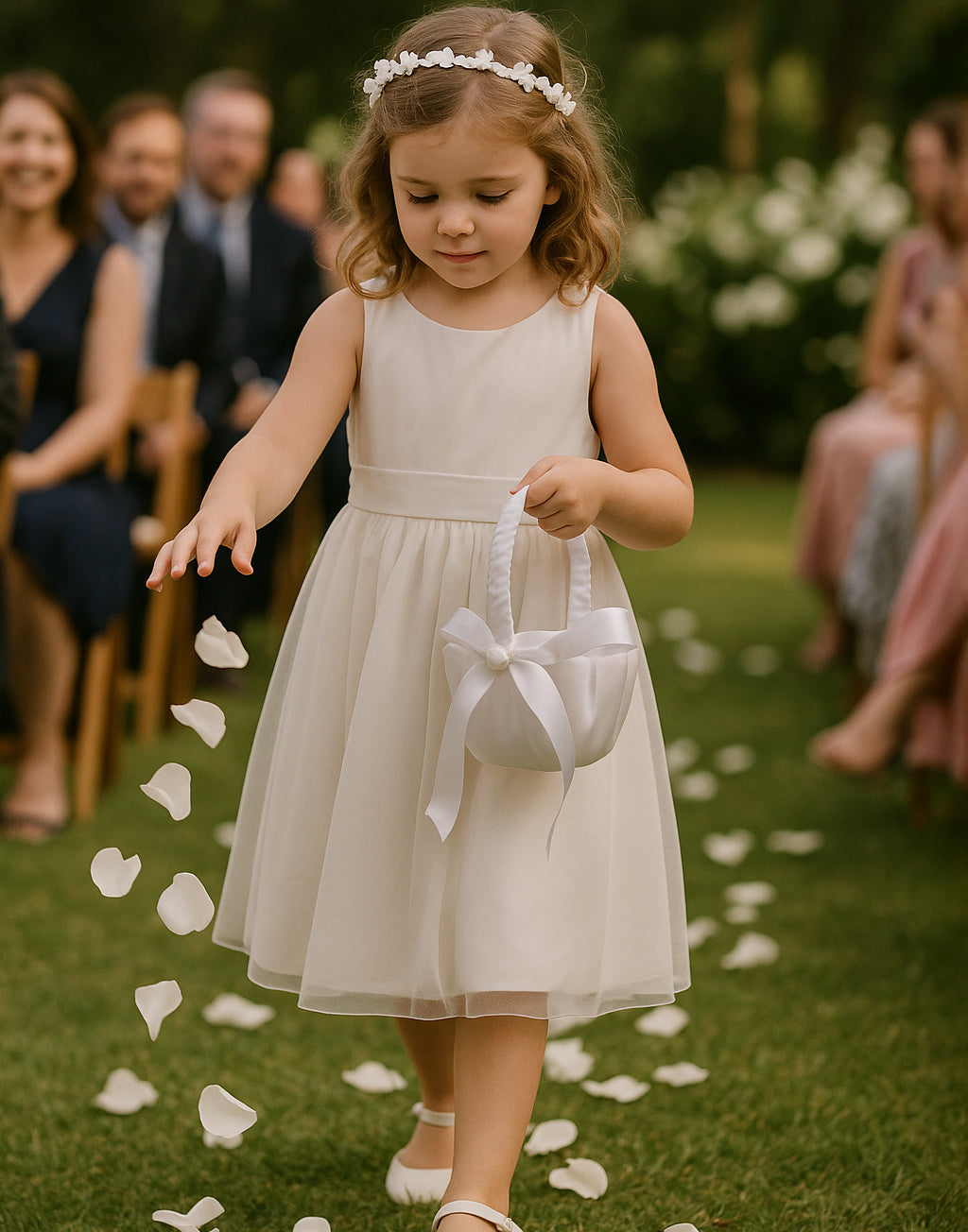 Flower Girls Petal/Confetti Satin Basket