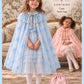 Snowflake Cape in Powder Blue ~ with a Pink Satin Drawstring Bag