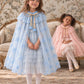 Snowflake Cape in Powder Blue ~ with a Pink Satin Drawstring Bag