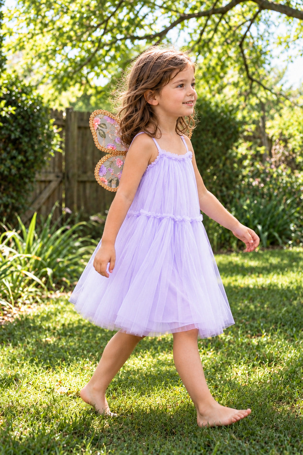 Violet Flutter Wings in a pink drawstring satin bag