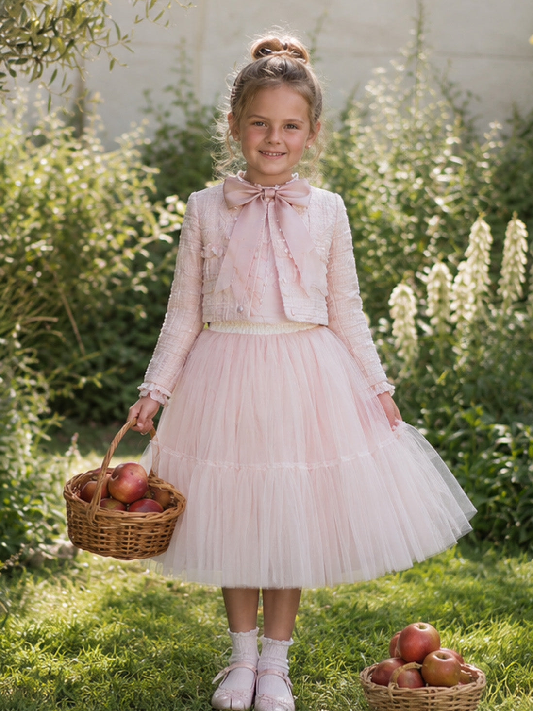 Willow Tutu in Ballet Pink + Pink Satin Drawstring Bag