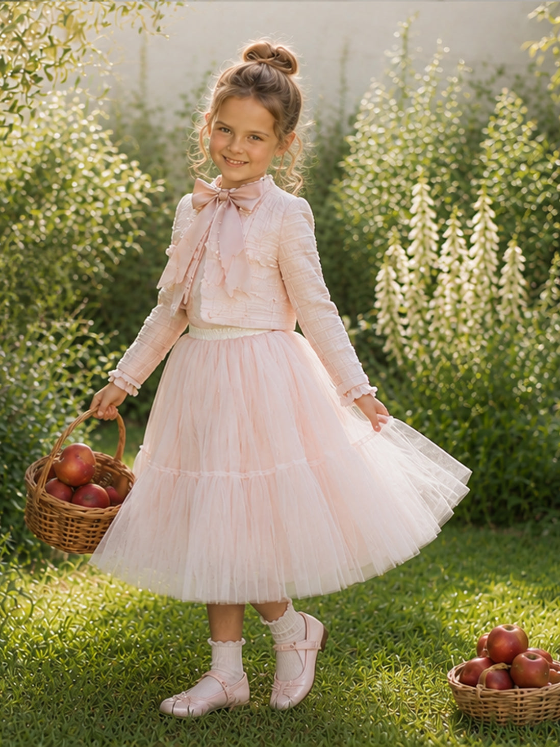 Willow Tutu in Ballet Pink + Pink Satin Drawstring Bag